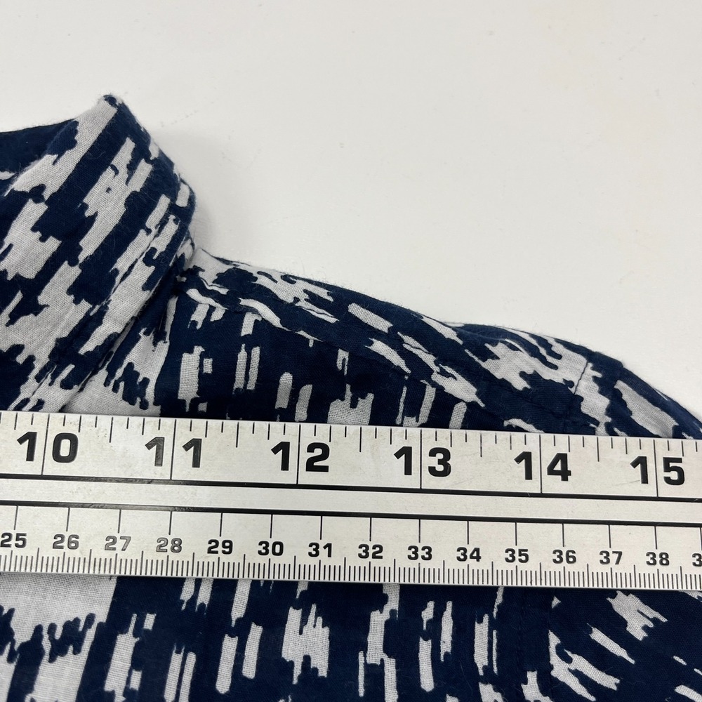 Judy Connally Tunic Shirt Sz S Lightweight Indian Cotton Navy White Abstract - Picture 10 of 12
